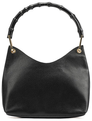 Gucci 001 1883 Black Leather Bamboo Hobo Bag