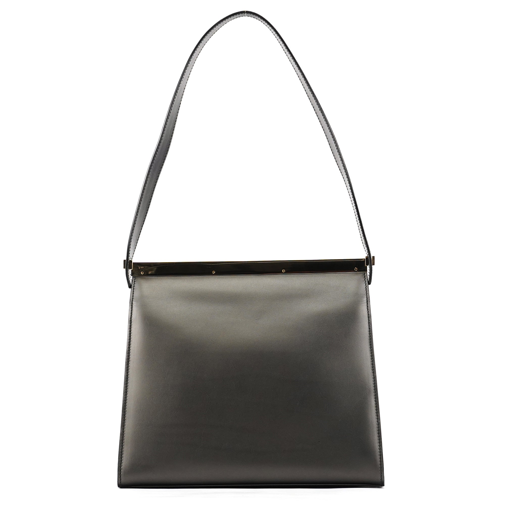 Gucci 001 2058 Sac porté épaule à armature en cuir anthracite