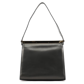 Gucci 001 2058 Anthracite Leather Metal Frame Shoulder Bag