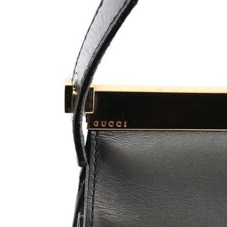 Gucci 001 2058 Anthracite Leather Metal Frame Shoulder Bag