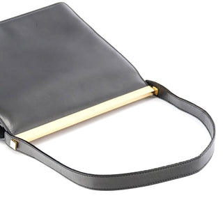 Gucci 001 2058 Anthracite Leather Metal Frame Shoulder Bag