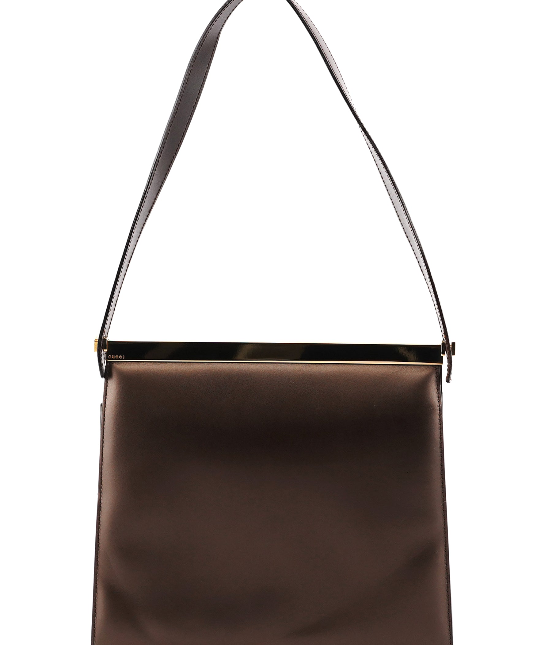 Gucci 001 2058 Brown Leather Frame Shoulder Bag