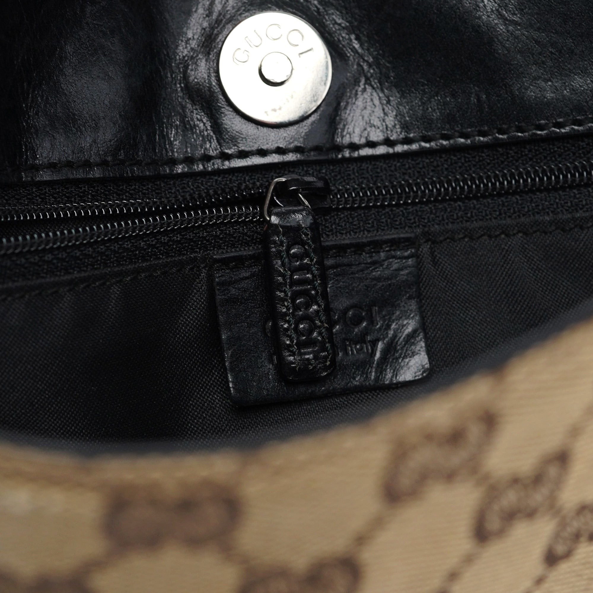 Gucci 001 3181 Beige GG Horsebit Shoulder Bag