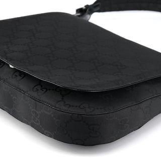 Gucci 001 3195 Black GG Flap Shoulder Bag
