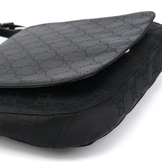 Gucci 001 3195 Black GG Flap Shoulder Bag