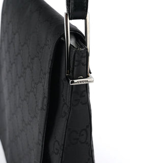 Gucci 001 3195 Black GG Flap Shoulder Bag