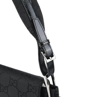 Gucci 001 3195 Black GG Flap Shoulder Bag