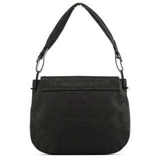 Gucci 001 3195 Black GG Flap Shoulder Bag