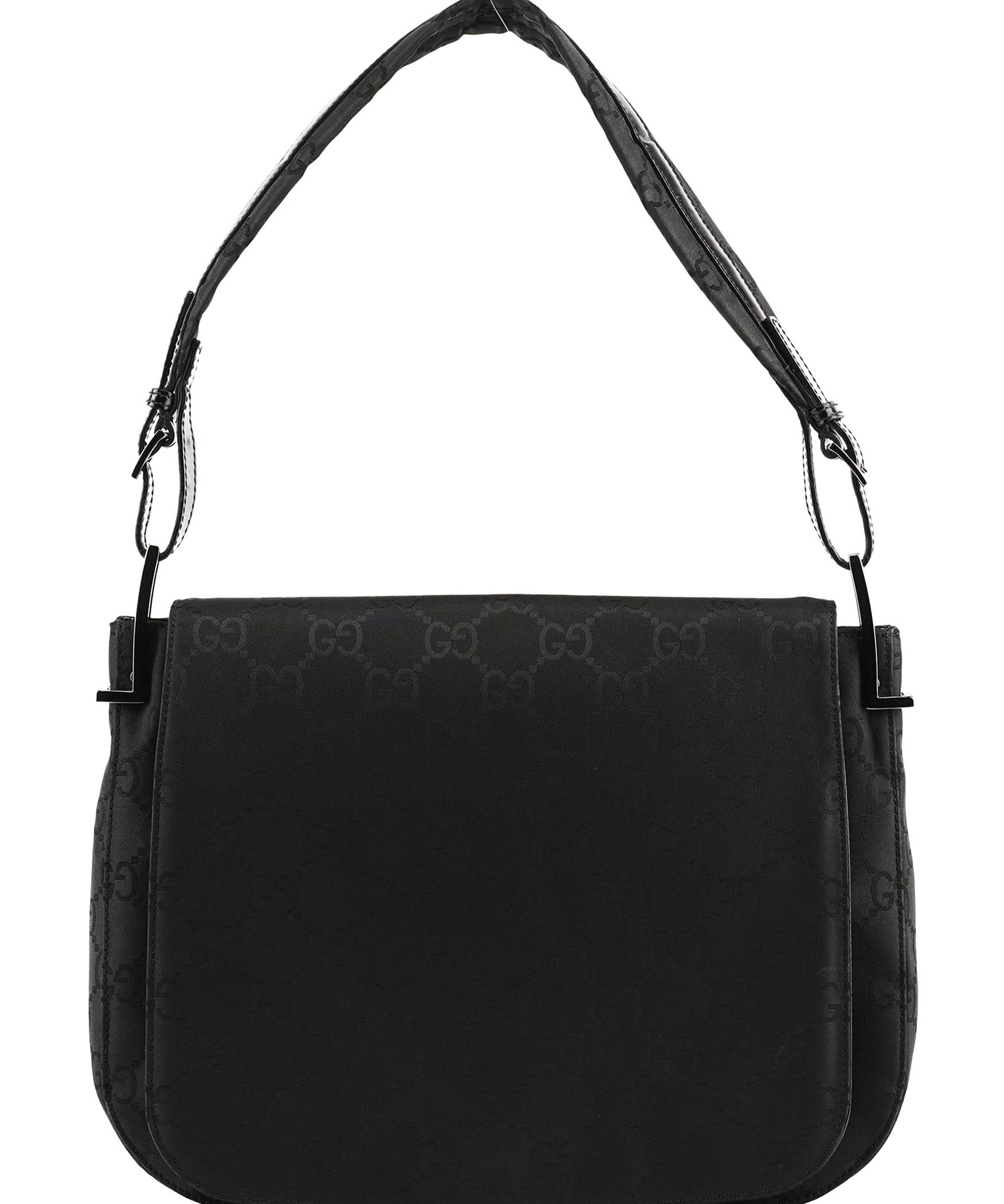 Gucci 001 3195 axelväska med flik i svart GG-canvas