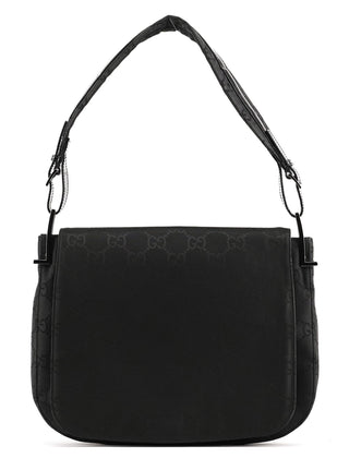 Gucci 001 3195 Black GG Flap Shoulder Bag