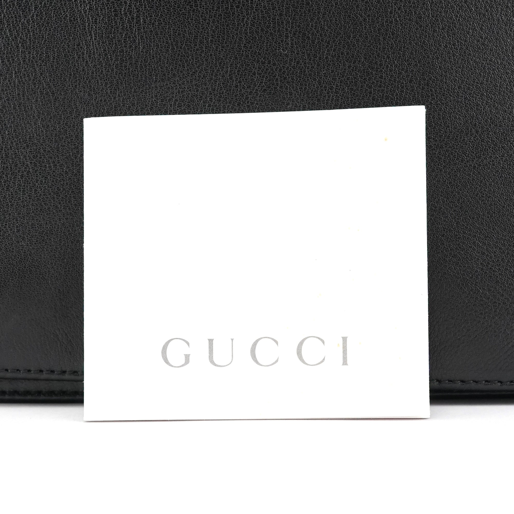 Gucci 001 3239 Black Leather Bamboo Shoulder Bag