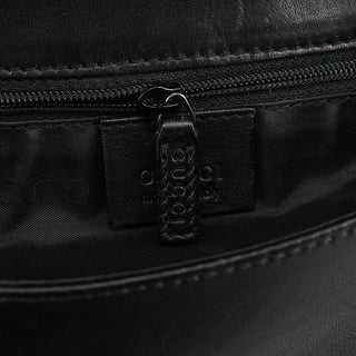Gucci 001 3239 Black Leather Bamboo Shoulder Bag