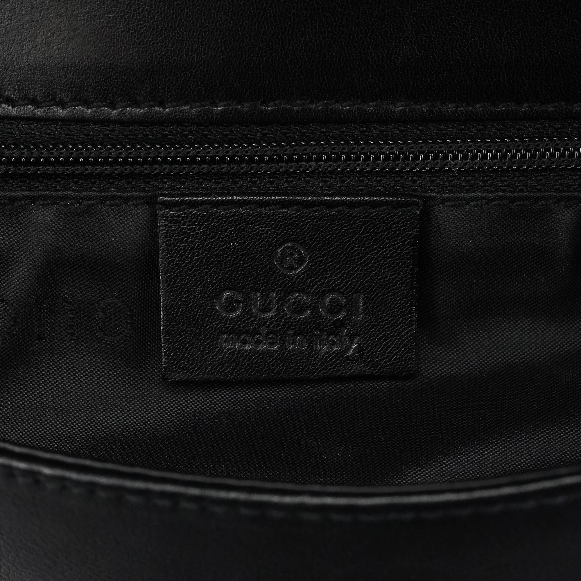 Gucci 001 3239 Black Leather Bamboo Shoulder Bag