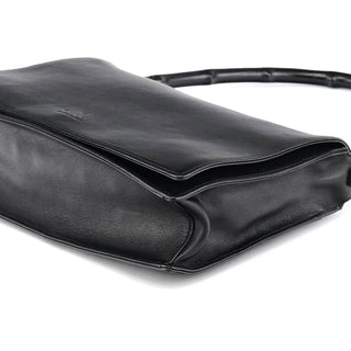 Gucci 001 3239 Black Leather Bamboo Shoulder Bag