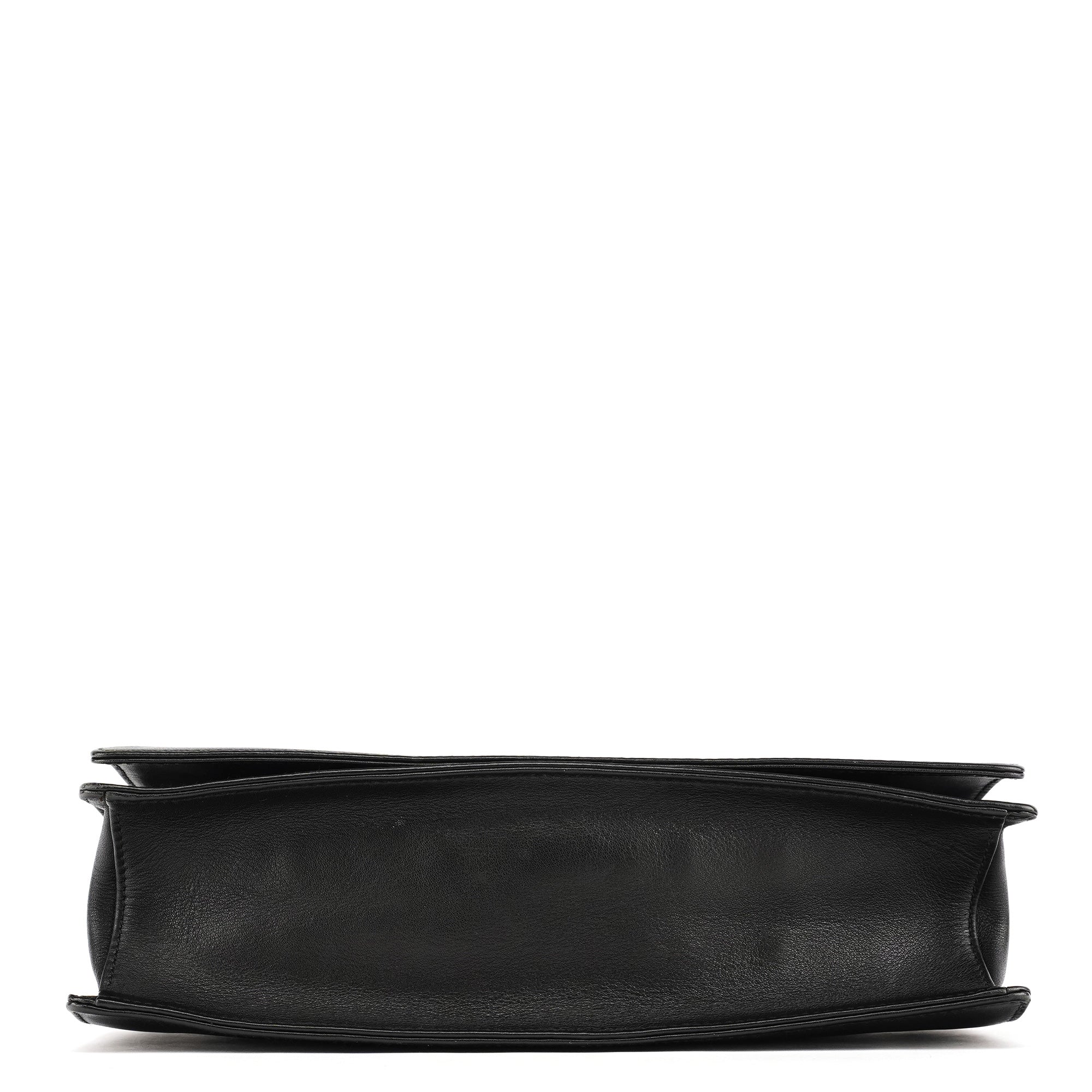 Gucci 001 3239 Black Leather Bamboo Shoulder Bag