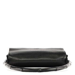 Gucci 001 3239 Black Leather Bamboo Shoulder Bag