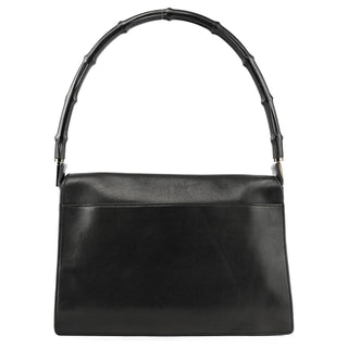 Gucci 001 3239 Black Leather Bamboo Shoulder Bag