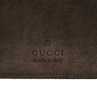 Gucci 001 3239 Brown Suede Bamboo Flap Shoulder Bag
