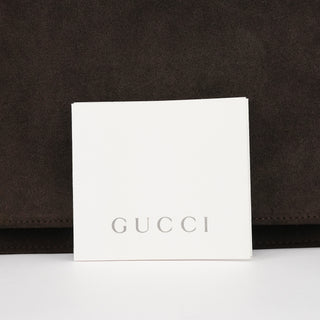 Gucci 001 3239 Brown Suede Bamboo Flap Shoulder Bag