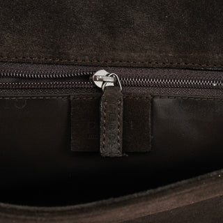 Gucci 001 3239 Brown Suede Bamboo Flap Shoulder Bag
