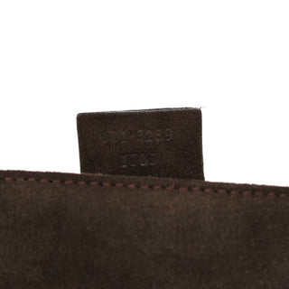 Gucci 001 3239 Brown Suede Bamboo Flap Shoulder Bag