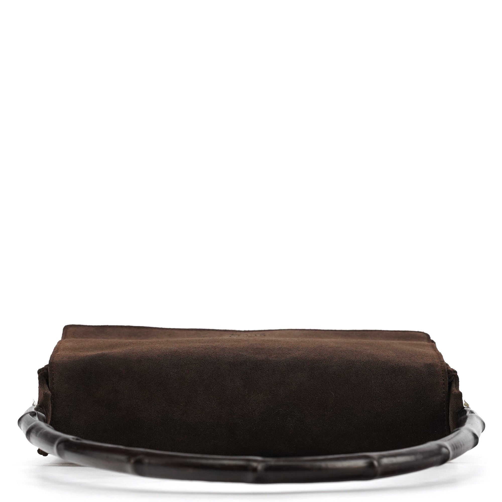 Gucci 001 3239 Sac porté épaule à rabat Bamboo en daim marron