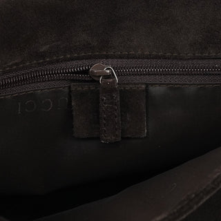 Gucci 001 3239 Brown Suede Bamboo Shoulder Bag