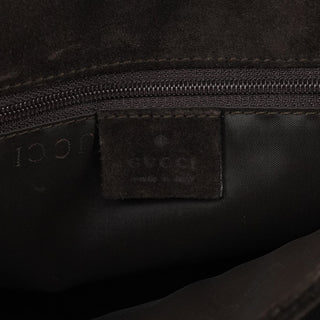 Gucci 001 3239 Brown Suede Bamboo Shoulder Bag