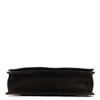 Gucci 001 3239 Brown Suede Bamboo Shoulder Bag