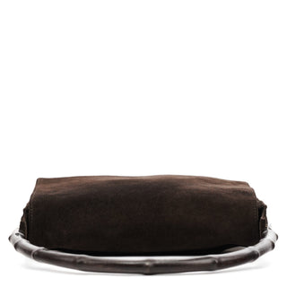 Gucci 001 3239 Brown Suede Bamboo Shoulder Bag