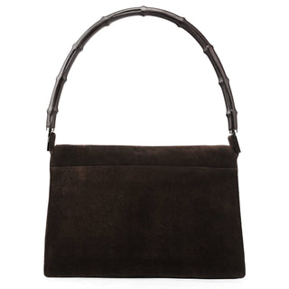 Gucci 001 3239 Brown Suede Bamboo Shoulder Bag