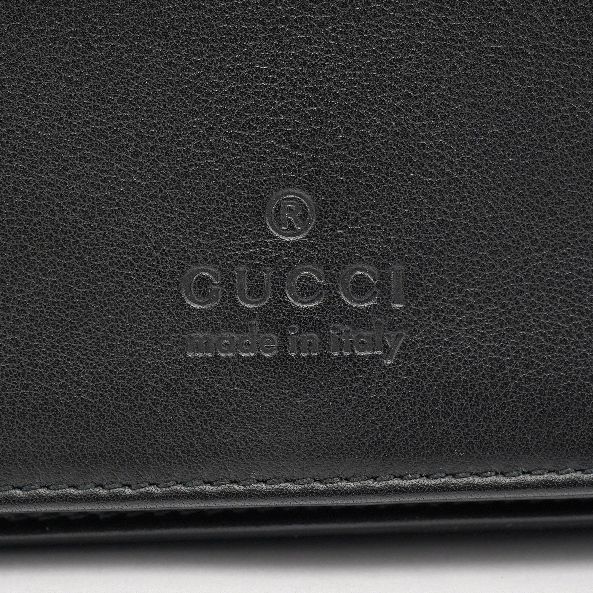 Gucci 001 3243 Black Calfskin Bamboo Flap Shoulder Bag