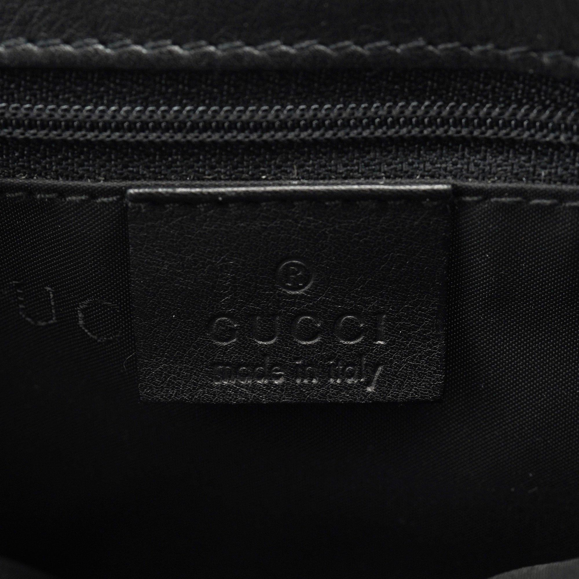 Gucci 001 3243 Black Calfskin Bamboo Flap Shoulder Bag