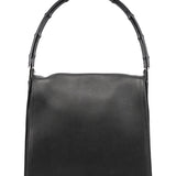 Gucci 001 3243 Black Calfskin Bamboo Flap Shoulder Bag
