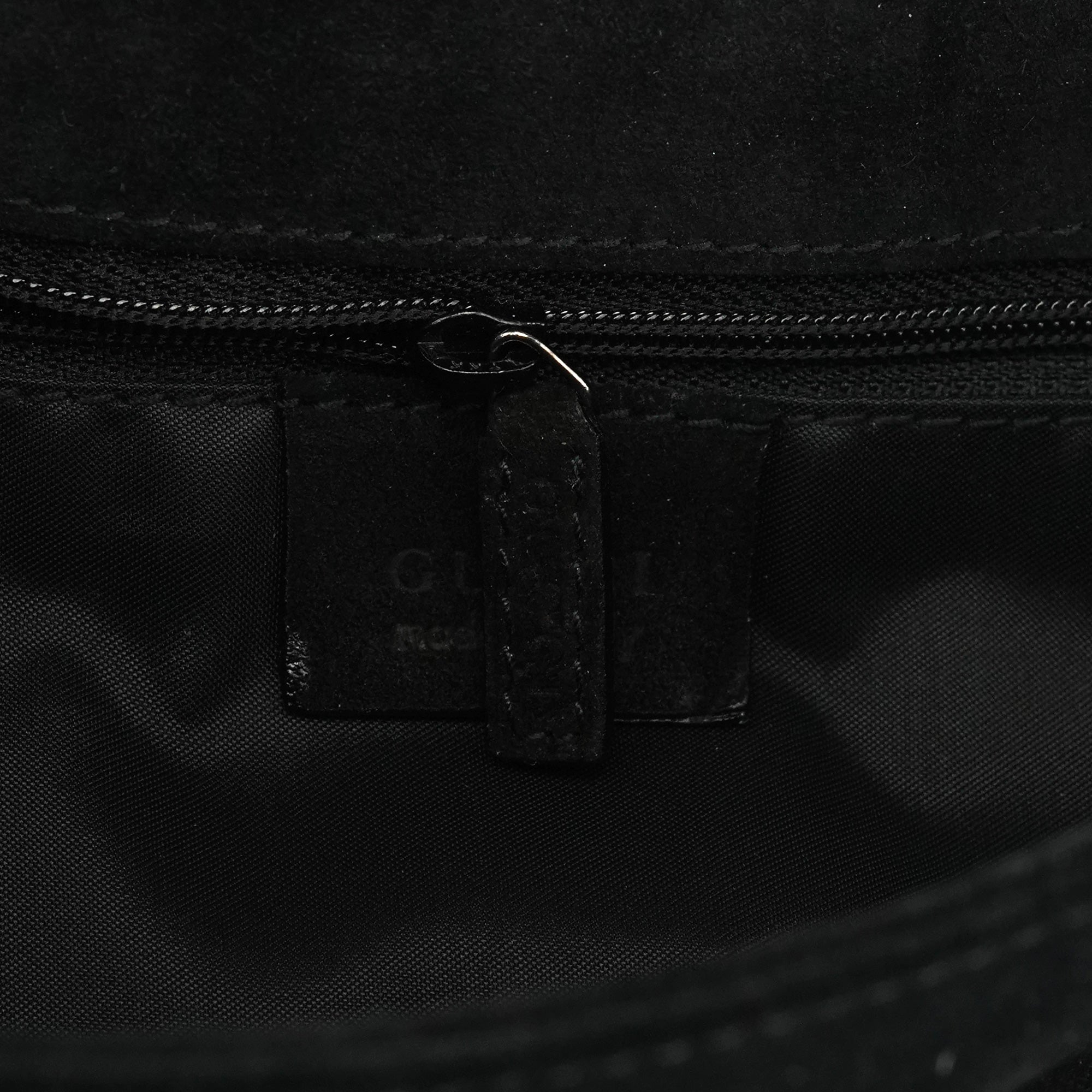 Gucci 001 3243 Black Suede Bamboo Shoulder Bag