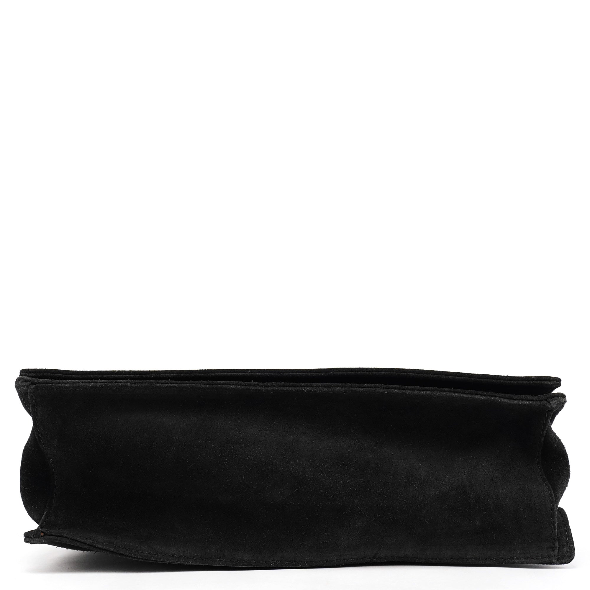 Gucci 001 3243 Black Suede Bamboo Shoulder Bag