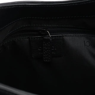 Gucci 001 3244 Black Calfskin Bamboo Shoulder Bag
