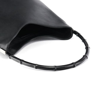 Gucci 001 3244 Black Calfskin Bamboo Shoulder Bag