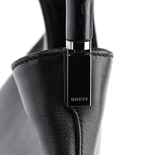 Gucci 001 3244 Black Calfskin Bamboo Shoulder Bag