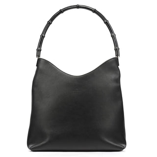 Gucci 001 3244 Black Calfskin Bamboo Shoulder Bag