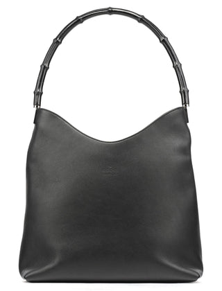Gucci 001 3244 Black Calfskin Bamboo Shoulder Bag