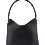 Gucci 001 3244 Black Calfskin Bamboo Shoulder Bag