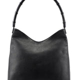 Gucci 001 3244 Black Leather Bamboo Shoulder Bag