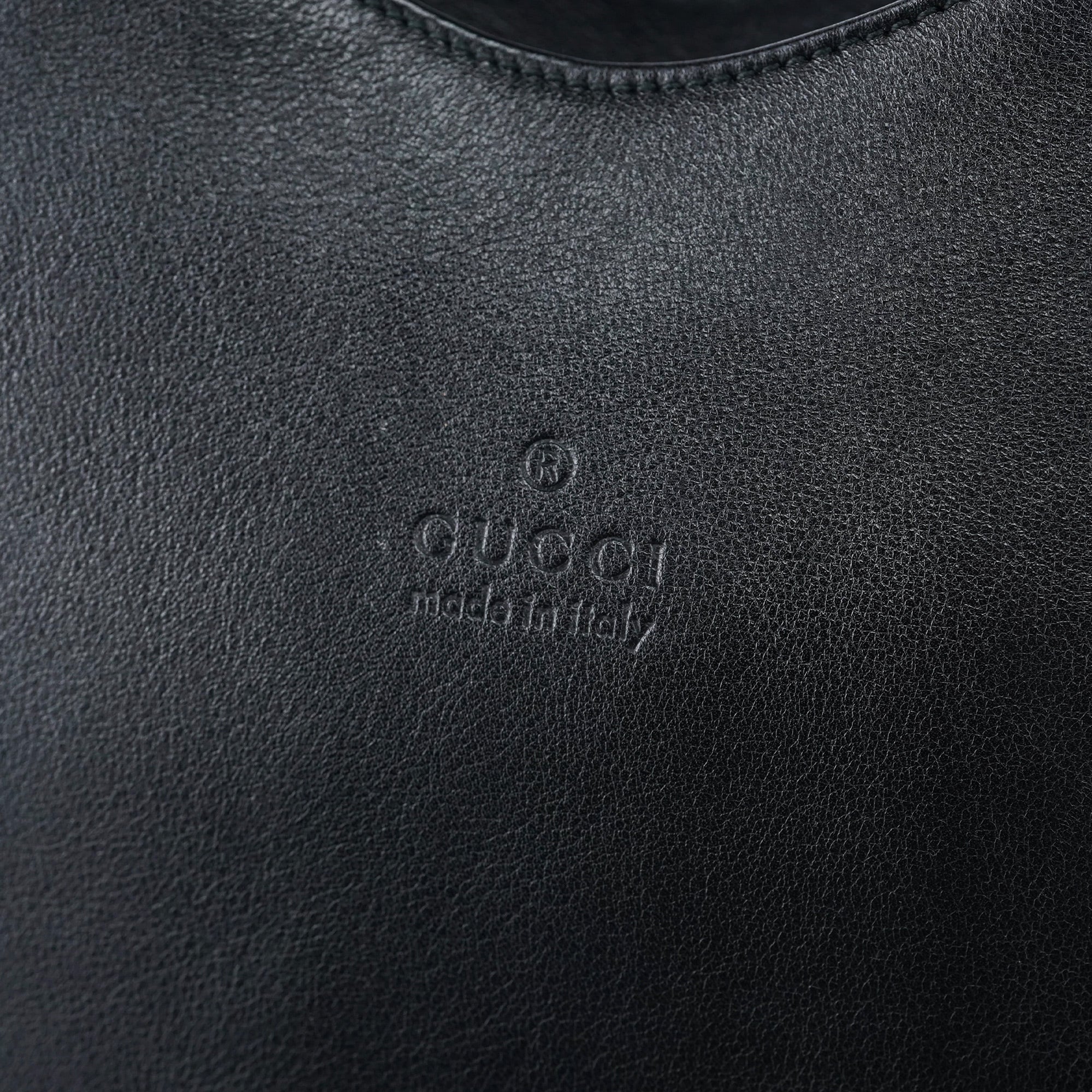 Gucci 001 3244 Black Leather Bamboo Shoulder Bag