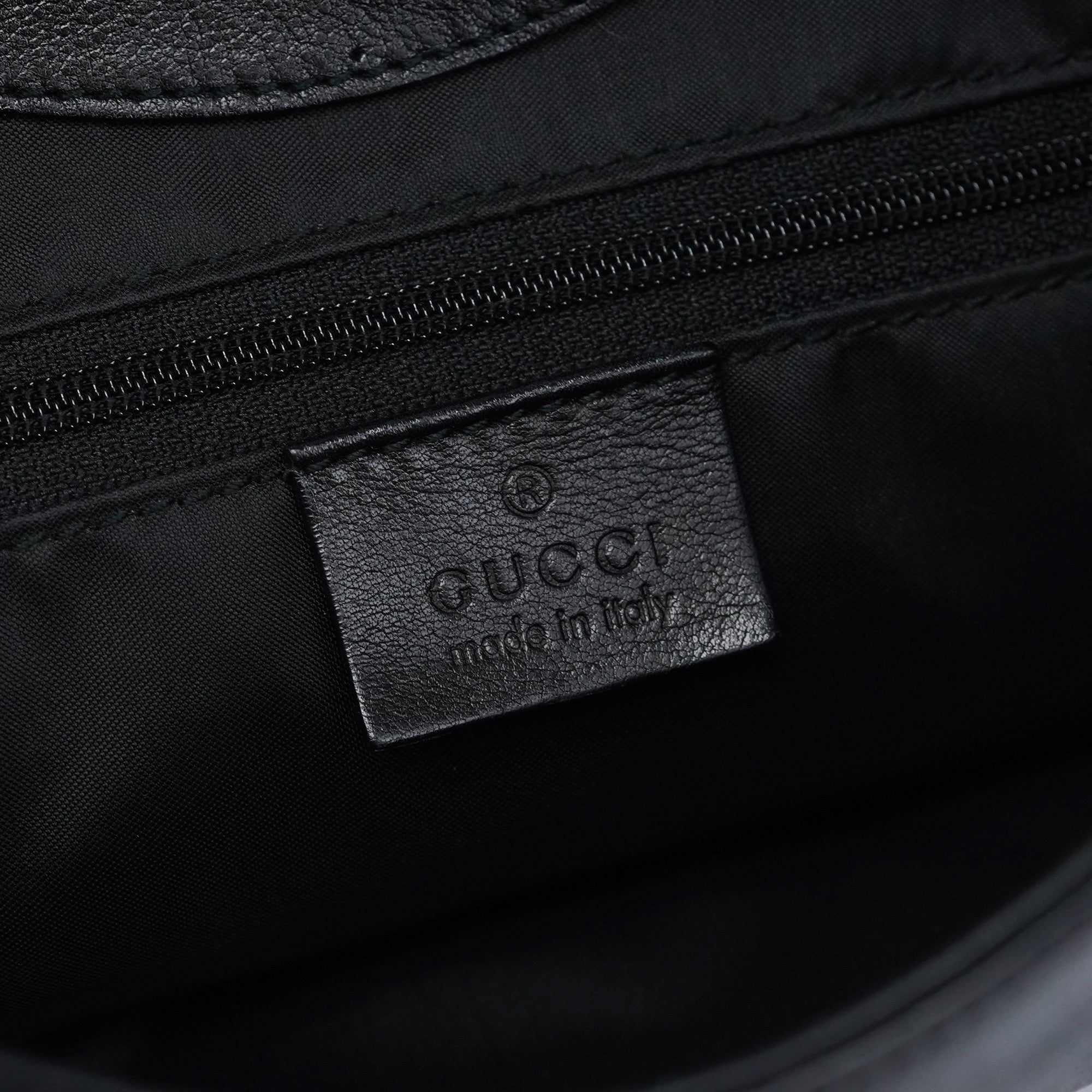 Gucci 001 3244 Black Leather Bamboo Shoulder Bag