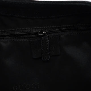 Gucci 001 3244 Black Suede Bamboo Shoulder Bag