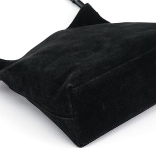Gucci 001 3244 Black Suede Bamboo Shoulder Bag