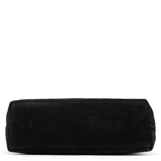 Gucci 001 3244 Black Suede Bamboo Shoulder Bag