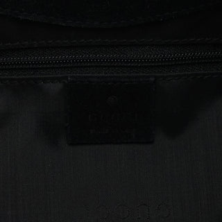Gucci 001 3244 Black Suede Bamboo Shoulder Bag