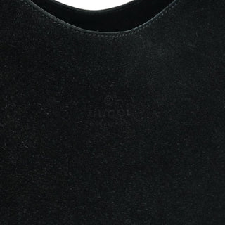 Gucci 001 3244 Black Suede Bamboo Shoulder Bag